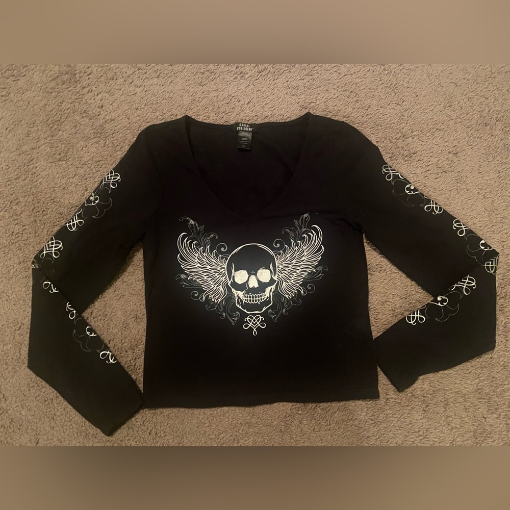 Y2k Women’s Social Collision Cropped Longsleeve